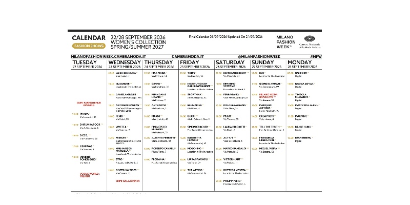 Milano Moda Haftası programı