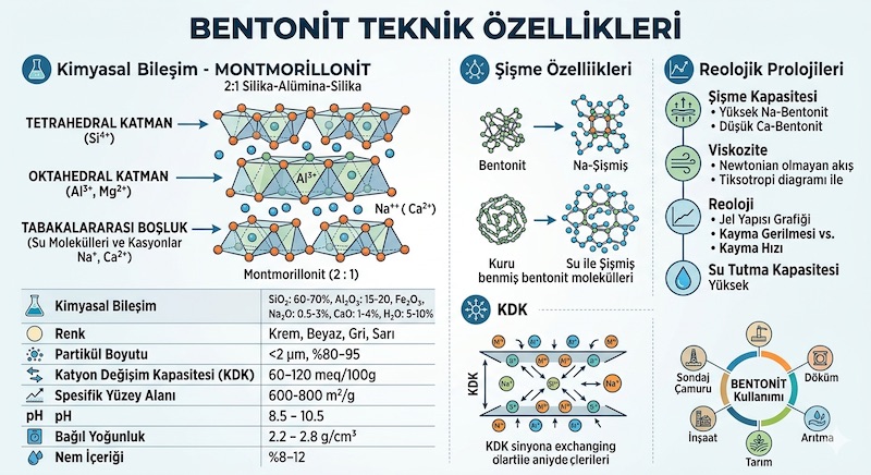 Bentonitin teknik özellikleri