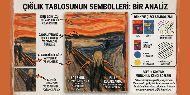 çığlık tablosunun analizini içeren görsel çığlık tablosunun sembolleri ve analizi