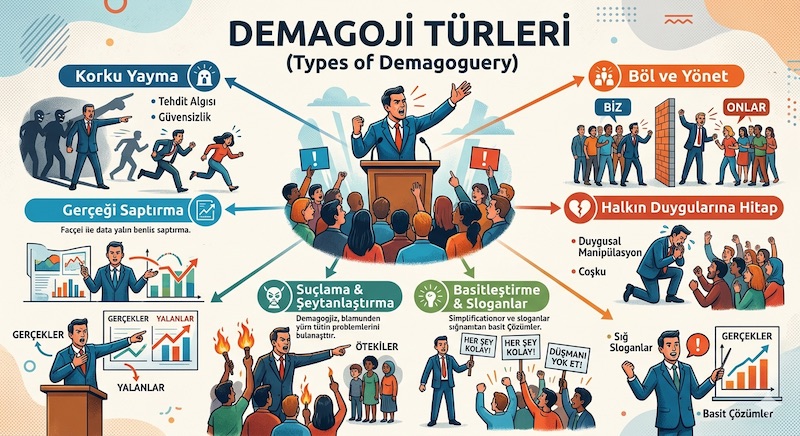 demagojinin türleri hakkında demagoji türleri